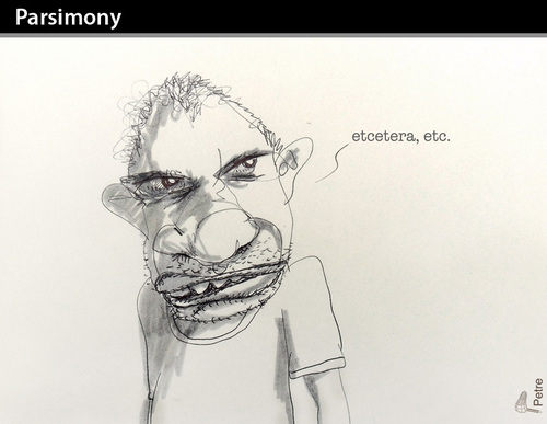 Cartoon: Parsimony (medium) by PETRE tagged chat,few,words,laconism