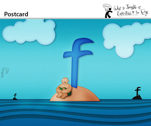 Cartoon: Postcard (medium) by PETRE tagged island,facebook