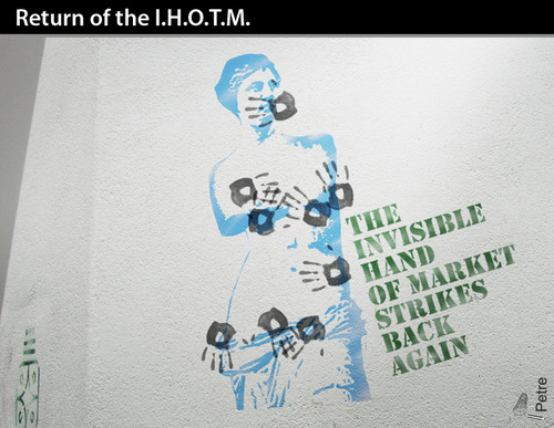 Cartoon: Return of the I.H.O.M. (medium) by PETRE tagged market,free,capitalism,crisis,financial