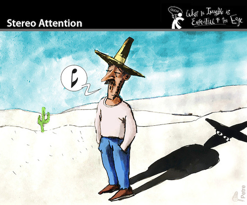Cartoon: Stereo Attention (medium) by PETRE tagged attention,stereo,aufmerksamkeit