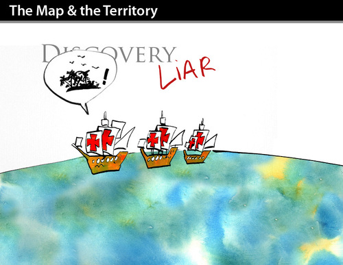 Cartoon: The map and the territory (medium) by PETRE tagged discovery,cristobal,colon,america,1492,the