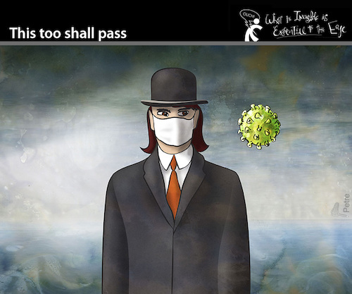 Cartoon: This too shall pass (medium) by PETRE tagged covid19,secondwave,pandemic,coronavirus,magritte