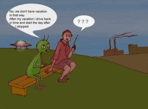 Cartoon: Semester (medium) by Hezz tagged semester,urlaub,alien