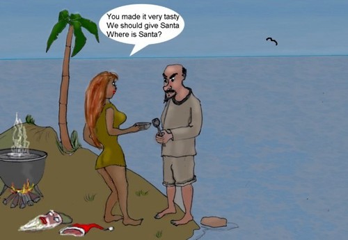 Cartoon: Tasty soupe (medium) by Hezz tagged santa,soupe,island,girl,man