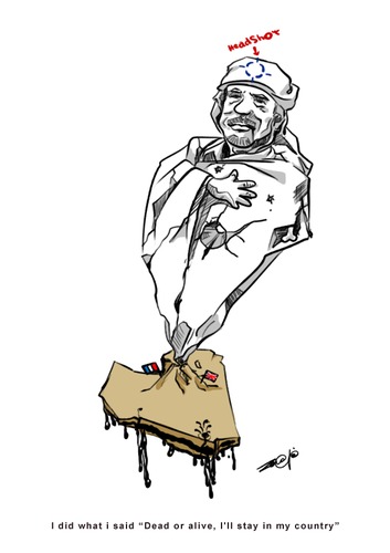 Cartoon: Gaddafi (medium) by thinhpham tagged dead,libya,england,france,nato,war,gaddafi