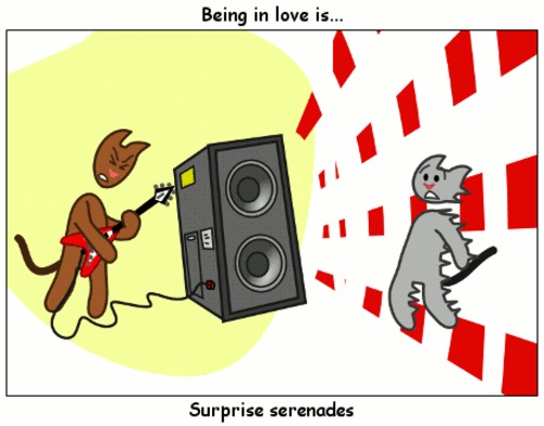 Cartoon: Surprise serenade (medium) by andriesdevries tagged cats,cat,love,serenade