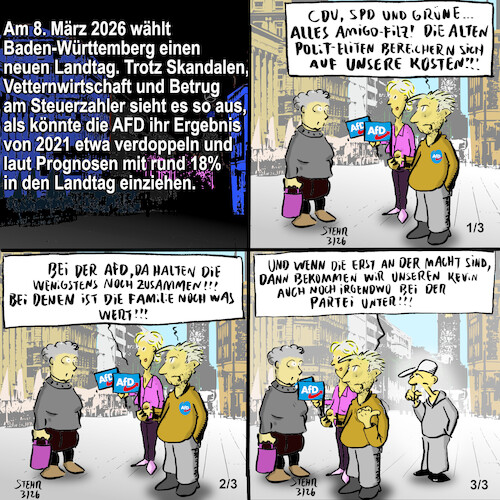 Cartoon: Rezeption (medium) by Matthias Stehr tagged baden,wuerttemberg,wahl,2026