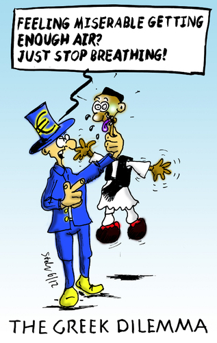 Cartoon: The greek dilemma (medium) by Matthias Stehr tagged financial,crisis,the,greek,dilemma
