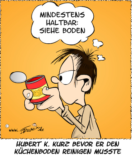 Cartoon: Ablaufdatum (medium) by Trumix tagged ablaufdatum,dosenboden,verzerr,essen,nahrung,trummix,ablaufdatum,dosenboden,verzehr,essen,nahrung,trummix,ravioli,schlecht,verdorben,haltbarkeit,datum