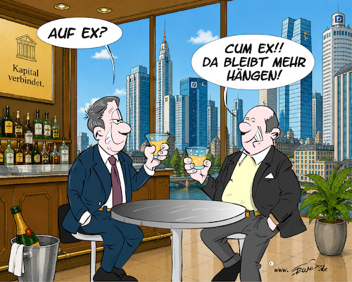 Cartoon: Auf Ex oder CumEx (medium) by Trumix tagged steuerhinterziehung,cumex,geldwäsche,steuerhinterziehung,cumex,geldwäsche