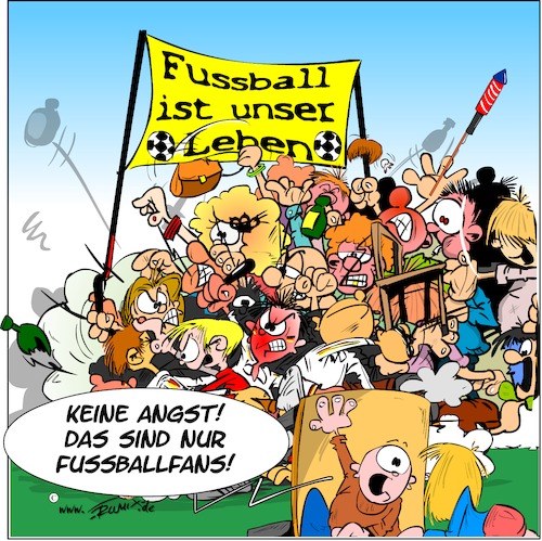 Cartoon: Fussballfans (medium) by Trumix tagged fussball,fan,krawalle,hooligans,schlacht,fussball,fan,krawalle,hooligans,schlacht