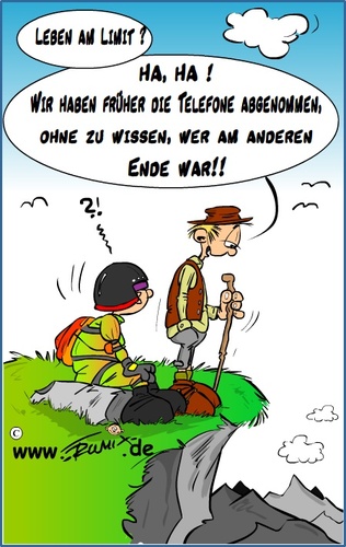 Cartoon: Leben am Abgrund (medium) by Trumix tagged harz4,lebenshilfe,bestseller,trummix,buch,autor,handy,extremsport