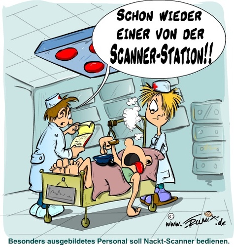 Cartoon: Nacktscanner (medium) by Trumix tagged nacktscanner,bodyscanner,körperscanner,sicherheitspersonal,sicherheit,flughafen
