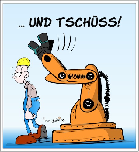 Cartoon: Neulich in der Fabrikhalle (medium) by Trumix tagged ki,robotik,arbeitswelt,roboter,digitalisierung,industrie,hannover,messe,ki,robotik,arbeitswelt,roboter,digitalisierung,industrie,hannover,messe