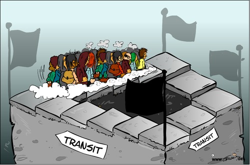 Cartoon: Neulich in der Transitzone (medium) by Trumix tagged transitzone,hotspot,refugees,flüchltinge,aufenthalt,asyl,transitzone,hotspot,refugees,flüchltinge,aufenthalt,asyl