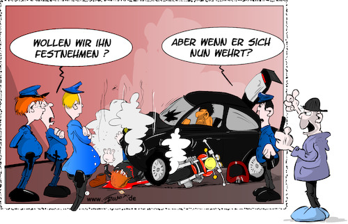 Cartoon: Polizeigewalt (medium) by Trumix tagged polizei,polizeigewalt,gewalt,unfallflucht,polizei,polizeigewalt,gewalt,unfallflucht