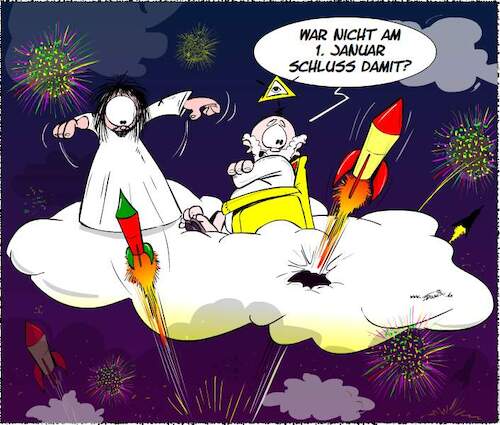 Cartoon: Raketen und kein Ende (medium) by Trumix tagged silvester,boeller,silvesternacht,polizei,einsatz,neujahr