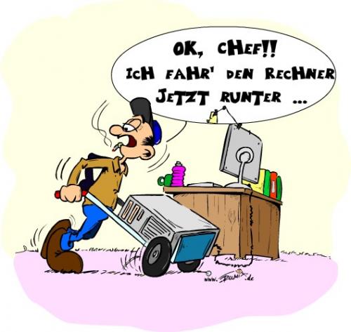 Cartoon: Rechner runterfahren (medium) by Trumix tagged rechner,runterfahren,computer,pc
