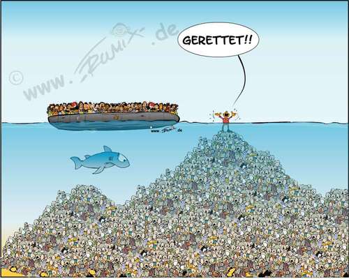 Cartoon: Refugees (medium) by Trumix tagged refugees,flüchtlinge,bootsflüchtlinge,trummix,boatspeople