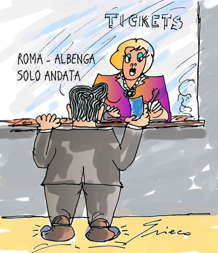 Cartoon: 5 MAGGIO  EI FU (medium) by Grieco tagged grieco,scajola,colosseo,italia,assegni,rocco,satira