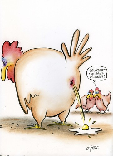 Cartoon: Eiei (medium) by Petra Kaster tagged hühner,huhn,tier,tiere,vogel,legebatterien,massentierhaltung,tierhaltung,tierschutz,produktion,handel,verkauf,wirtschaft,landwirtschaft,haltung,legehenne,henne