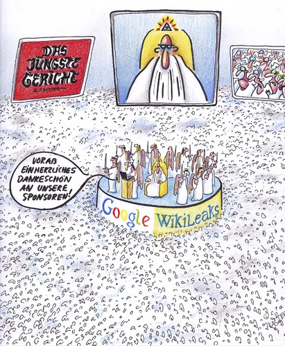 Cartoon: jüngstes gericht (medium) by Petra Kaster tagged onlineportale,datenschutz,himmel,jenseits,gott,wikileaks,google,internet,internet,wikileaks,google,gott,jenseits,himmel,datenschutz,onlineportale