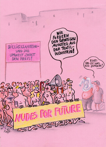 Cartoon: nudes (medium) by Petra Kaster tagged fkk,textilindustrie,frydayforfuture,umweltproteste,umweltzerstörung,naturschutz,billigklamotten,konsum,konsumverzicht,mode,modeindustrie,ressourcen,fkk,textilindustrie,frydayforfuture,umweltproteste,umweltzerstörung,naturschutz,billigklamotten,konsum,konsumverzicht,mode,modeindustrie,ressourcen