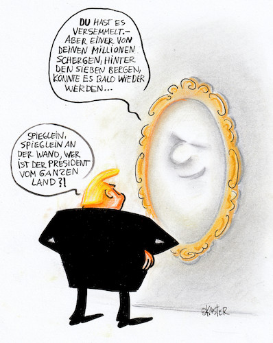 Cartoon: spieglein (medium) by Petra Kaster tagged president,amerika,narzissmus,trump,wahlen,demokratie,parteien,innenpolitik,president,amerika,narzissmus,trump,wahlen,demokratie,parteien,innenpolitik