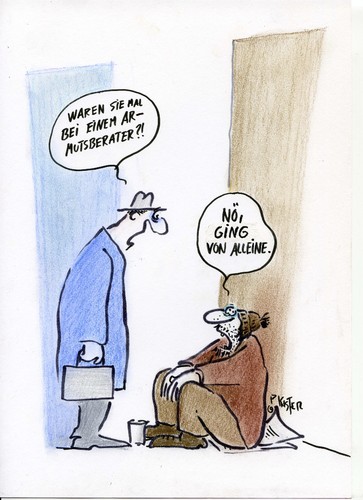 Cartoon: streetworker (medium) by Petra Kaster tagged armut,hartz,iv,bettler,sozialstaat,armutsberatung
