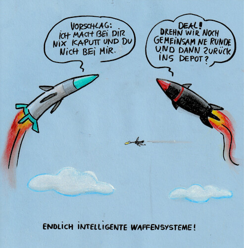 Cartoon: waffensysteme (medium) by Petra Kaster tagged krieg,raketen,waffen,intelligentewaffen,krieginderukraine,politik,sicherheit,konflikte,militär,krieg,raketen,waffen,intelligentewaffen,krieginderukraine,politik,sicherheit,konflikte,militär