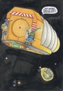 Cartoon: sondermüll (small) by Petra Kaster tagged science,fiktion,klimakatastrophe,erderwärmung,mülltrennung,abfallentsorgung,greenpeace,ökologie,raumfahrt