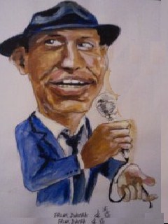Cartoon: Frank Sinatra (medium) by jjjerk tagged cartoon,caricature,frank,sinatra,singer,actor,films,blue,mike,hat,tie