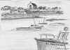 Cartoon: Kilmore Quay Wexford Ireland (small) by jjjerk tagged wexford fishing port kilmore quay cartoon boat church ireland