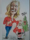 Cartoon: Santa Claus and Linda Hayden (small) by jjjerk tagged linda,hayden,bell,center,santa,claus,cartoon,caricature,tree,ireland,irish,red,boots,darndale