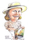 Cartoon: Yvonne Moran (small) by jjjerk tagged yvonne moran famous balla ban gallery cartoon caricature sun hat painting artist art alley malahide