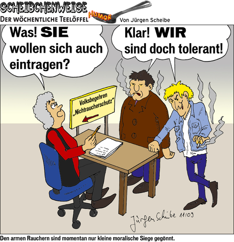 Cartoon: Bürgerbegehren (medium) by Scheibe tagged bürgerbegehren,nichtraucherschutz,rauchverbot,bayern,öpd