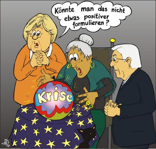 Cartoon: Blick in die Zukunft (medium) by MiS09 tagged merkel,steinmeier,krise,krisenbewältigung,zukunft,hellsehen,krisenangst,wirtschaft,finanzkrise,wahl