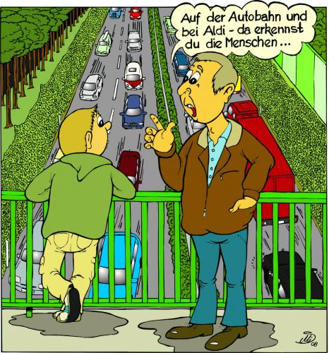 Cartoon: wo man den Menschen erkennt... (medium) by MiS09 tagged autofahrer,autobahn,rasen,rücksichtslosigkeit,geschwindigkeit