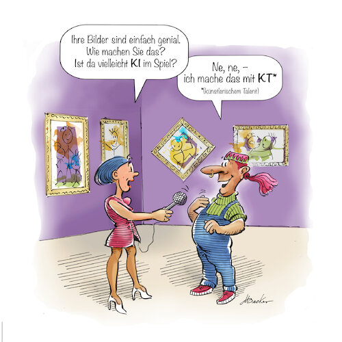 Cartoon: Künstliche Intelligenz (medium) by Michael Becker tagged ki,kunst,künstler,intelligenz,talent