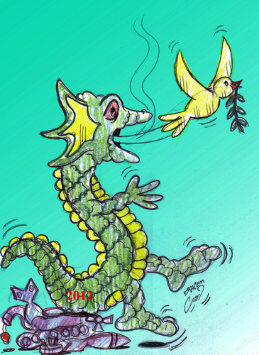 Cartoon: 2012 dragon year (medium) by Hossein Kazem tagged 2012,dragon,year