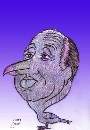 Cartoon: Alfred Hitchcock (medium) by Hossein Kazem tagged alfred,hitchcock