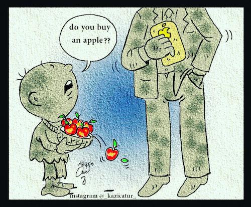 Cartoon: apple (medium) by Hossein Kazem tagged apple