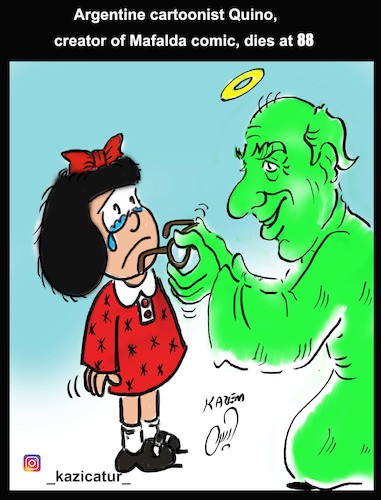 Cartoon: argentine cartoonist quino (medium) by Hossein Kazem tagged argentine,cartoonist,quino