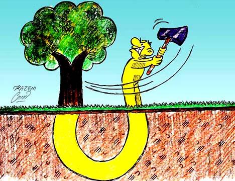 Cartoon: axe (medium) by Hossein Kazem tagged axe