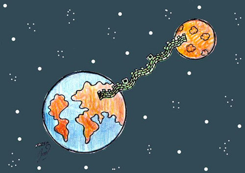 Cartoon: china to moon (medium) by Hossein Kazem tagged china,to,moon