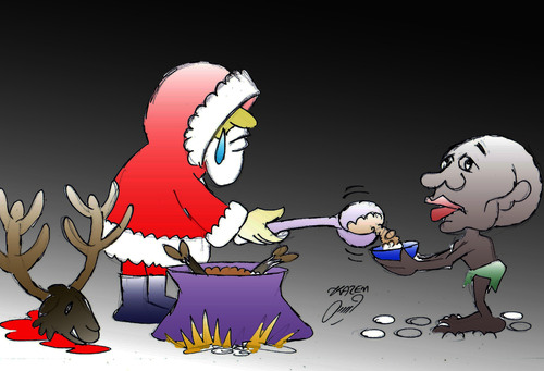 Cartoon: christmas in africa (medium) by Hossein Kazem tagged africa,in,christmas