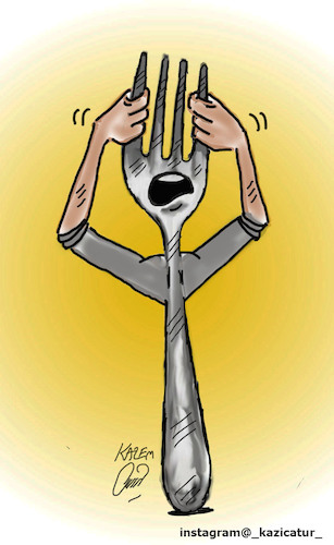 Cartoon: fork  cry (medium) by Hossein Kazem tagged fork,cry