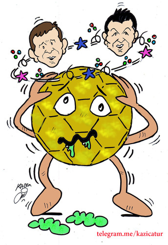 Cartoon: golden ball (medium) by Hossein Kazem tagged golden,ball
