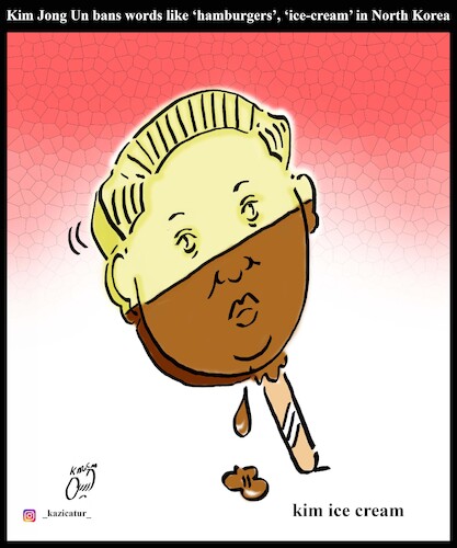 Cartoon: kim ice cream (medium) by Hossein Kazem tagged kim,ice,cream