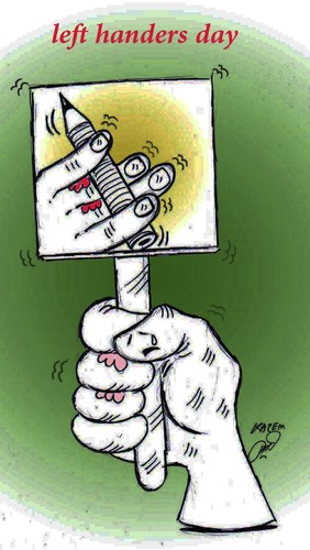 Cartoon: left handers day (medium) by Hossein Kazem tagged left,handers
